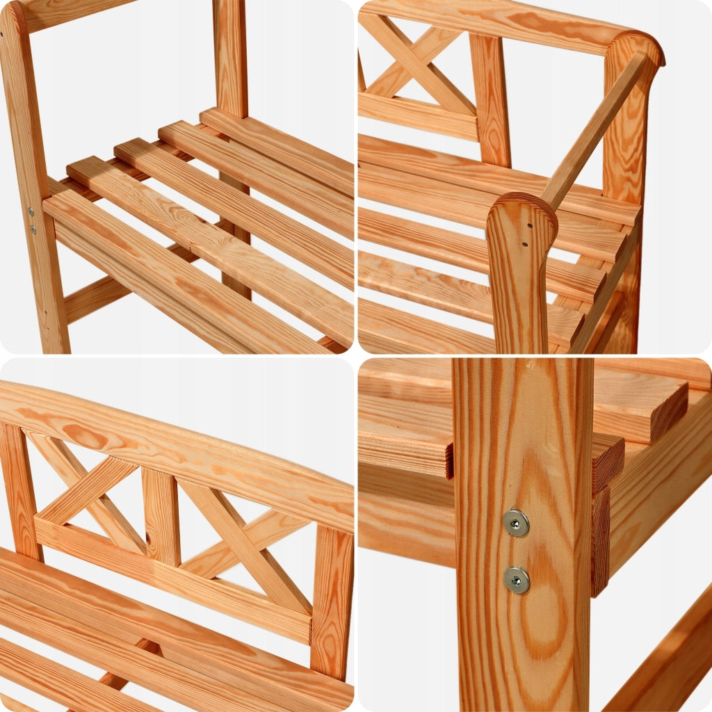 Panchina da giardino in legno KADAX con schienale 119 cm Panchina da terrazza per giardino Tik