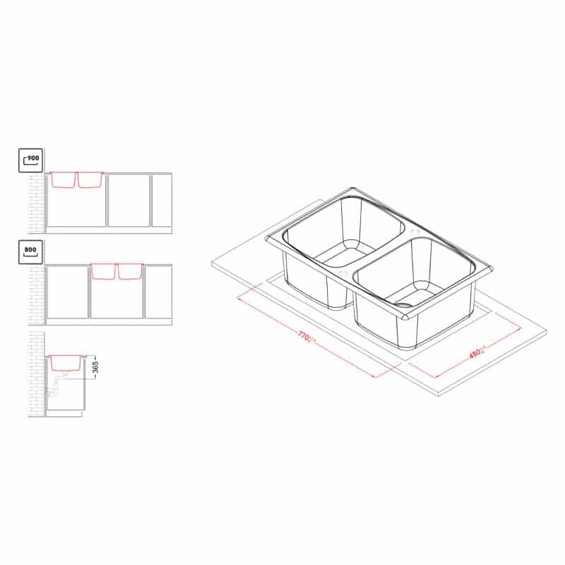 Lavello Elleci Incasso 2 vasche 79x50 Master 350 Granitek Nero LGM35040