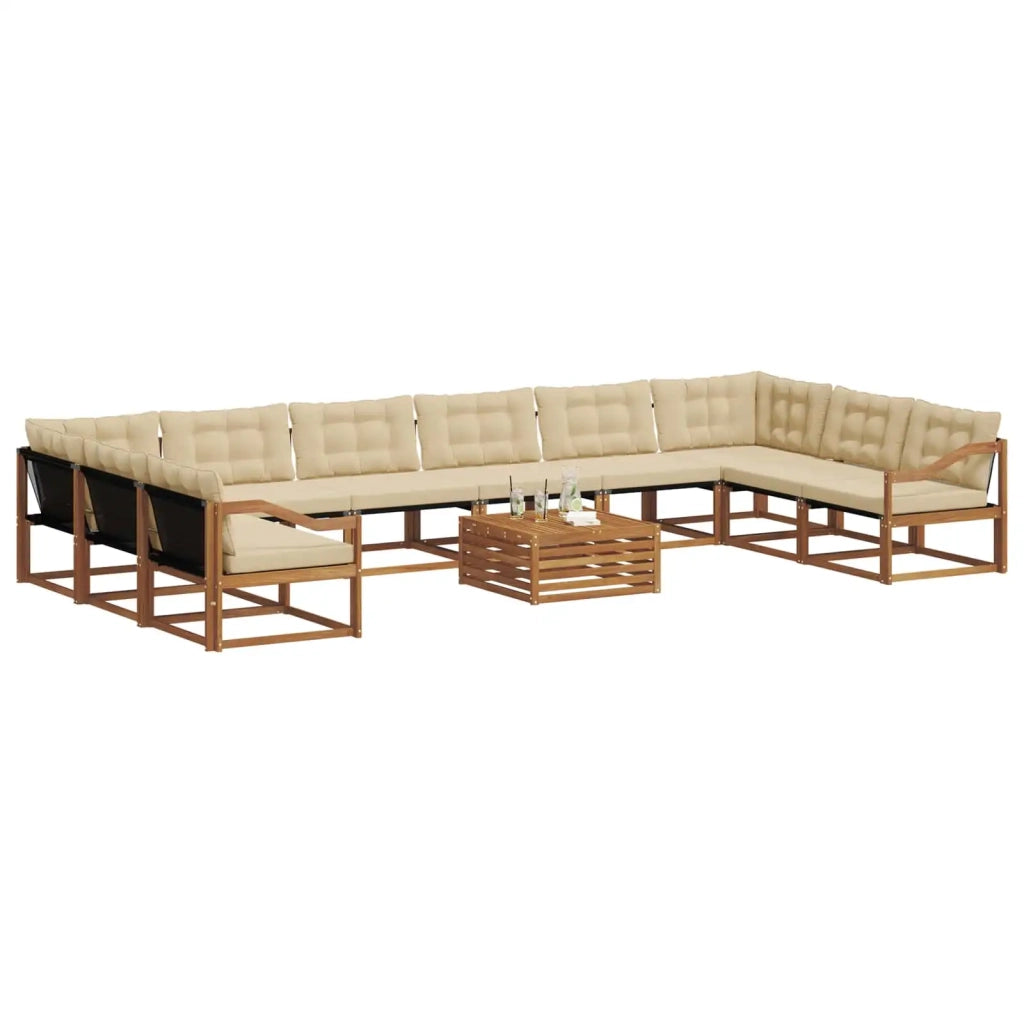 Set di divani da esterno con cuscino 11 pcs Naturale e Beige 3369924
