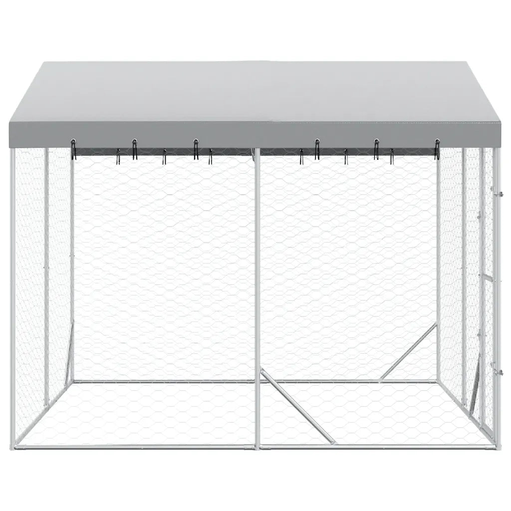 Cuccia Cani da Esterno Tetto Argento 3x3x2,5 m Acciaio Zincato 3190486