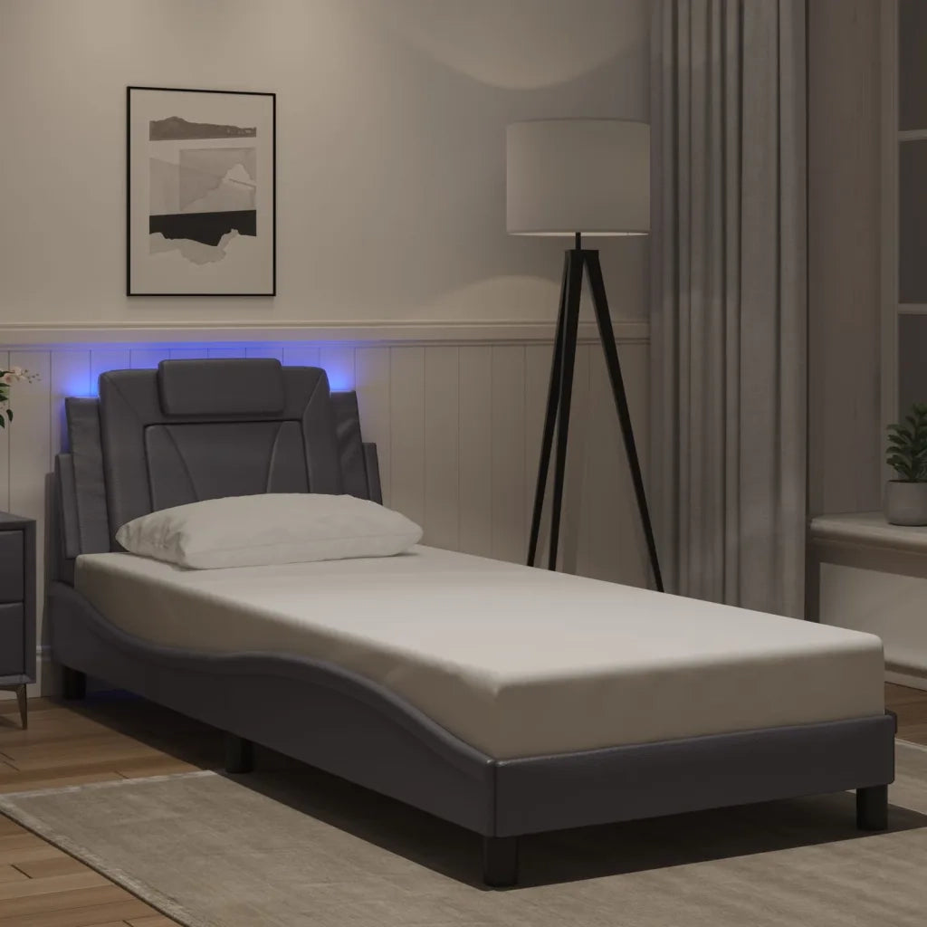 Giroletto Viana con LED senza Materasso Grigio 90x200 cm 3213997