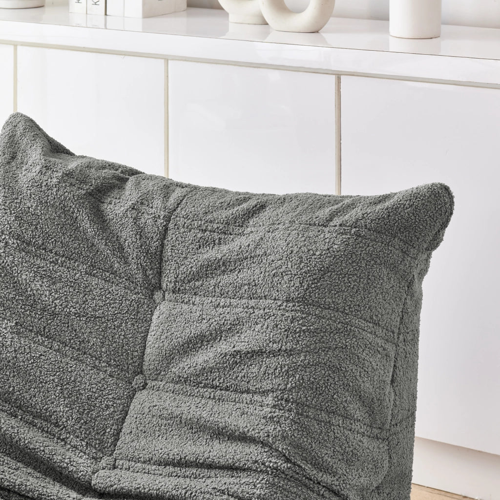 Divano Poltrona da Terra con Poggiapiedi ¨C MINIMAL ¨C Grigio, Velluto Teddy