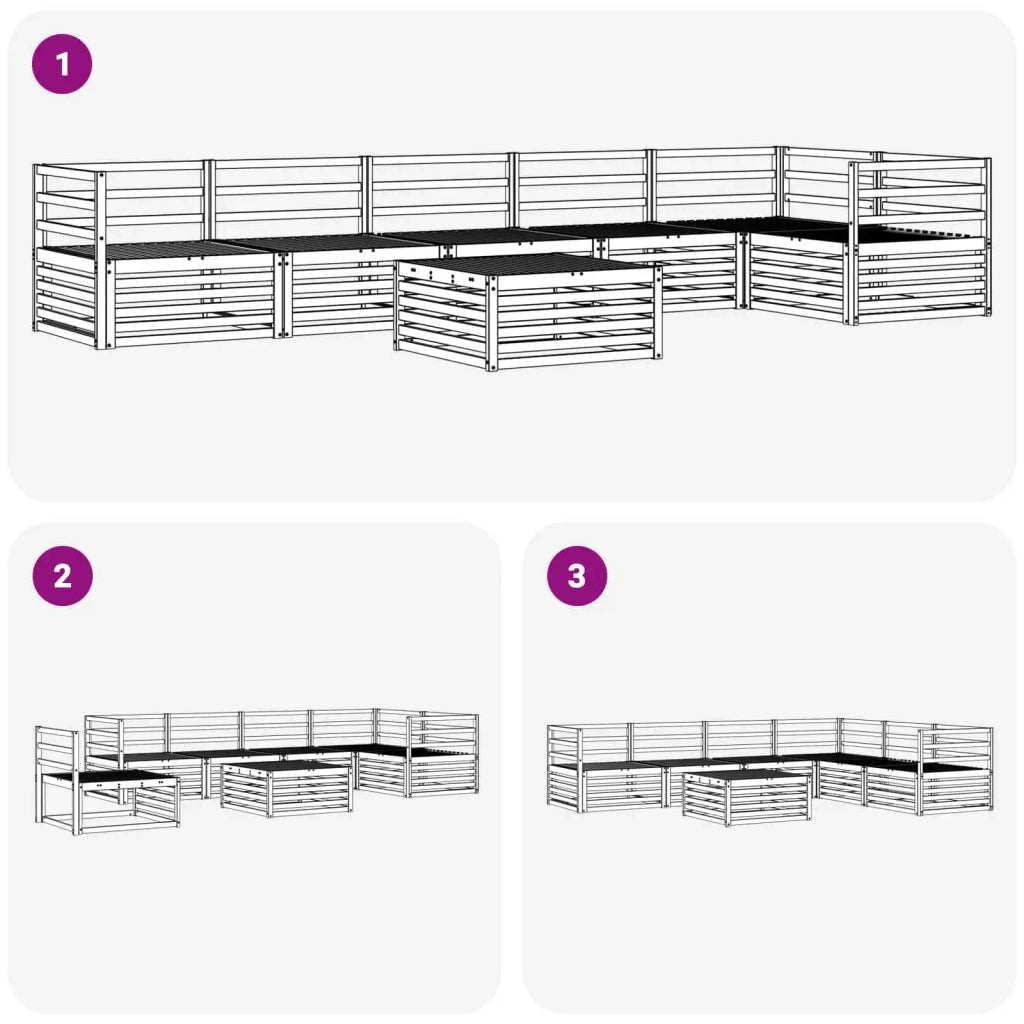 Set di divani da esterno 7 pcs Naturale