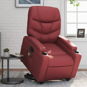 Poltrona Alzapersone Massaggi Reclinabile Rosso Vino Similpellecod mxl 85127