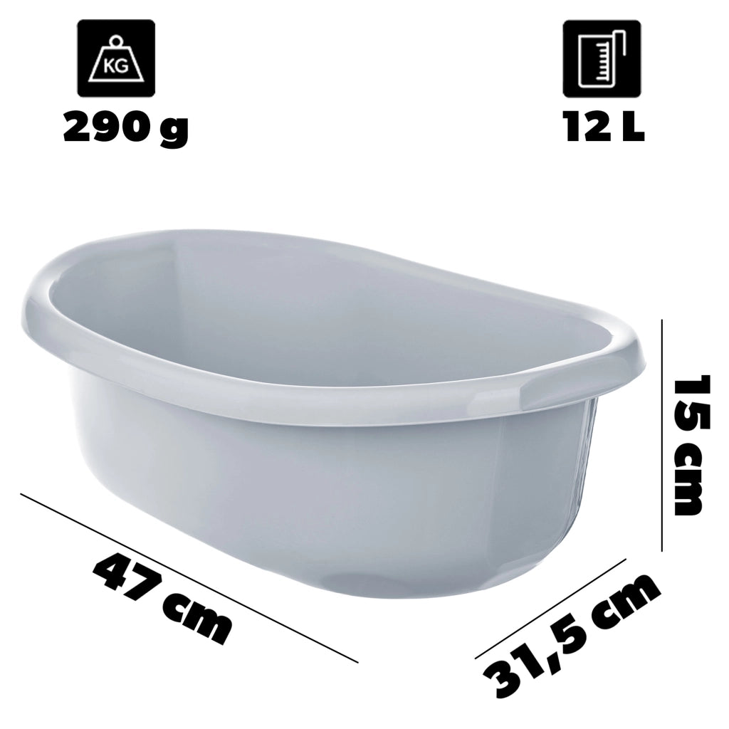 Bacinella in plastica KADAX da 12 litri, ovale, con manici
