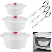 Set di contenitori magnetron in plastica con coperchio 0,9L/1,6L/2,4L Con coperchio Set di contenitori magnetron resistenti al vapore con valvola di regolazione del vapore Forchette