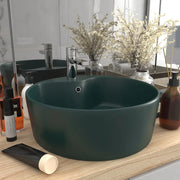 Lavandino con Troppopieno Verde Scuro Opaco 36x13cm in Ceramica cod mxl 40879