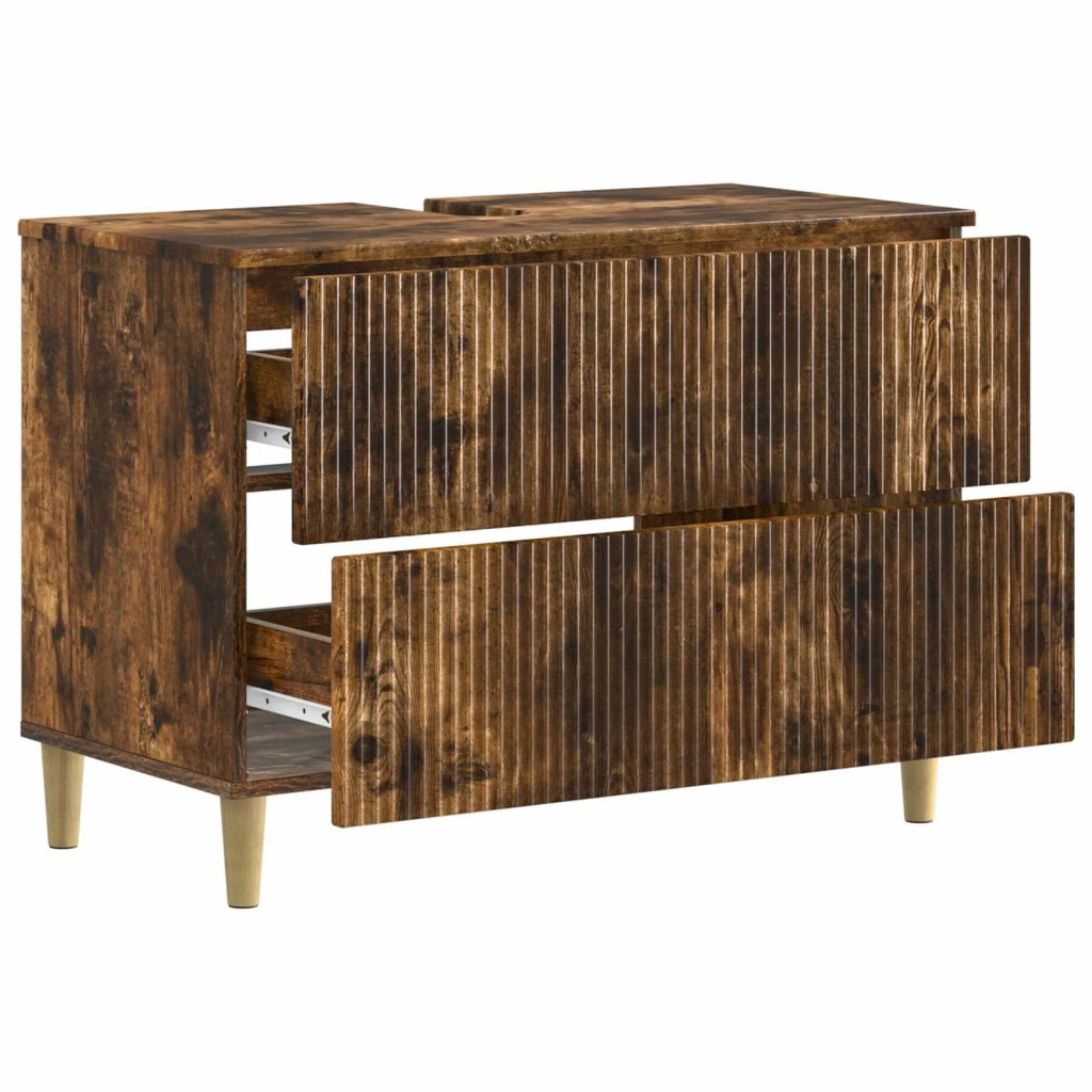 Armadio per Lavabo da Bagno ARNHEM Rovere Fumo 82 x 41 x 59 cm 896580