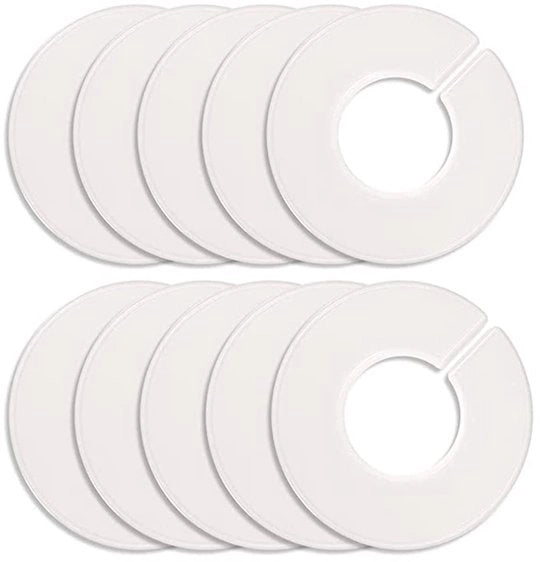 Scegli 10 pezzi di distributore di capi d'abbigliamento - Hangerscheider rotondi - Distributori di capi d'abbigliamento - Hangers per armadio - Materiale: plastica - Bianco - Duraturo - Hangerscheider per capi d'abbigliamento