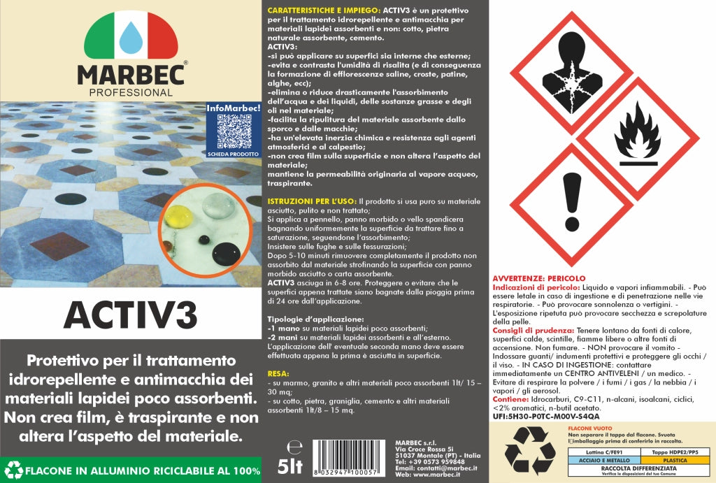 Protettivo per pietra naturale ACTIV 3   5LTx4Pz