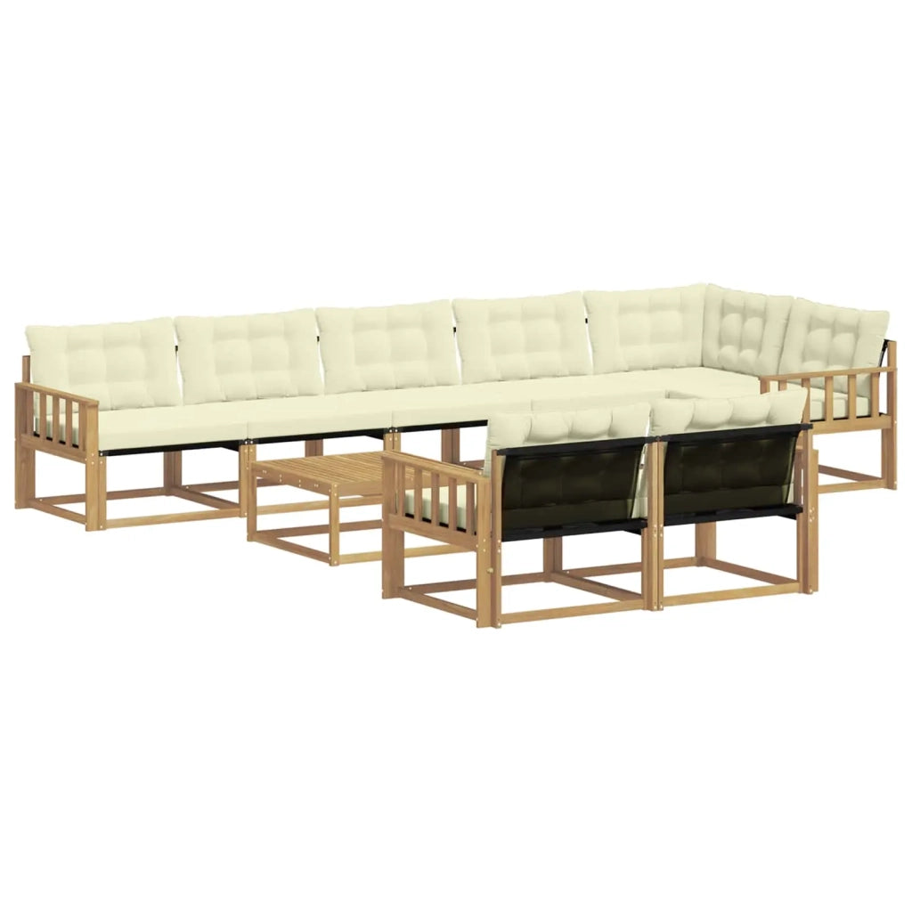 Set di divani da esterno 9 pcs Bianco e Crema 79 x 79 x 37 cm
