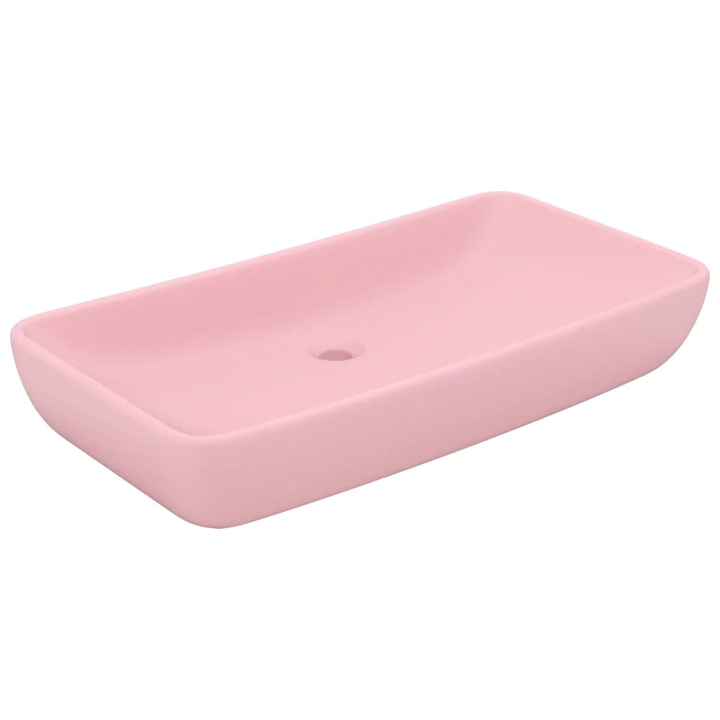 Lavabo da appoggio rettangolare di lusso lavabo da bagno lavabo per sala trucco 71 x 38 cm ceramica rosa opaca 02_0002697