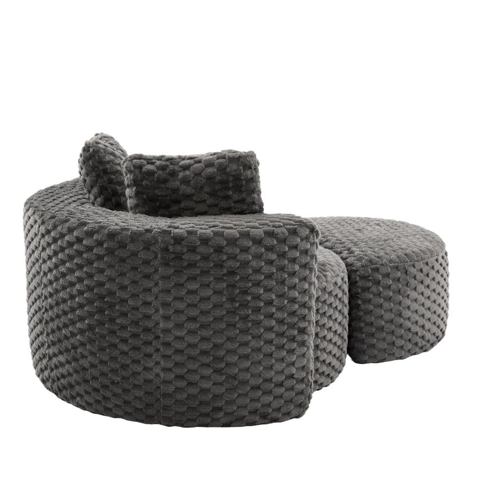 Poltrona compressa con pouf in tessuto grigio scuro
