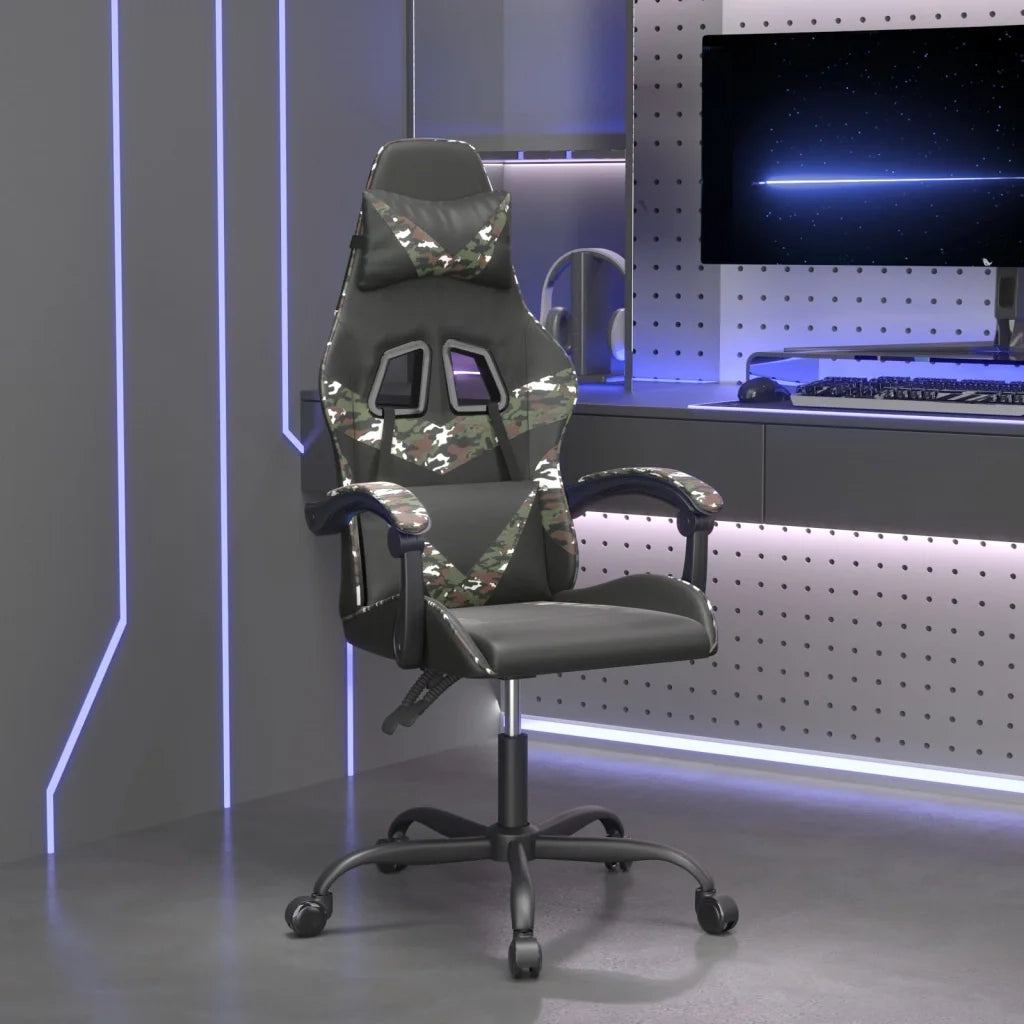 Sedia da Gaming | Sedia da e-sports Nero e Mimetico in Similpelle