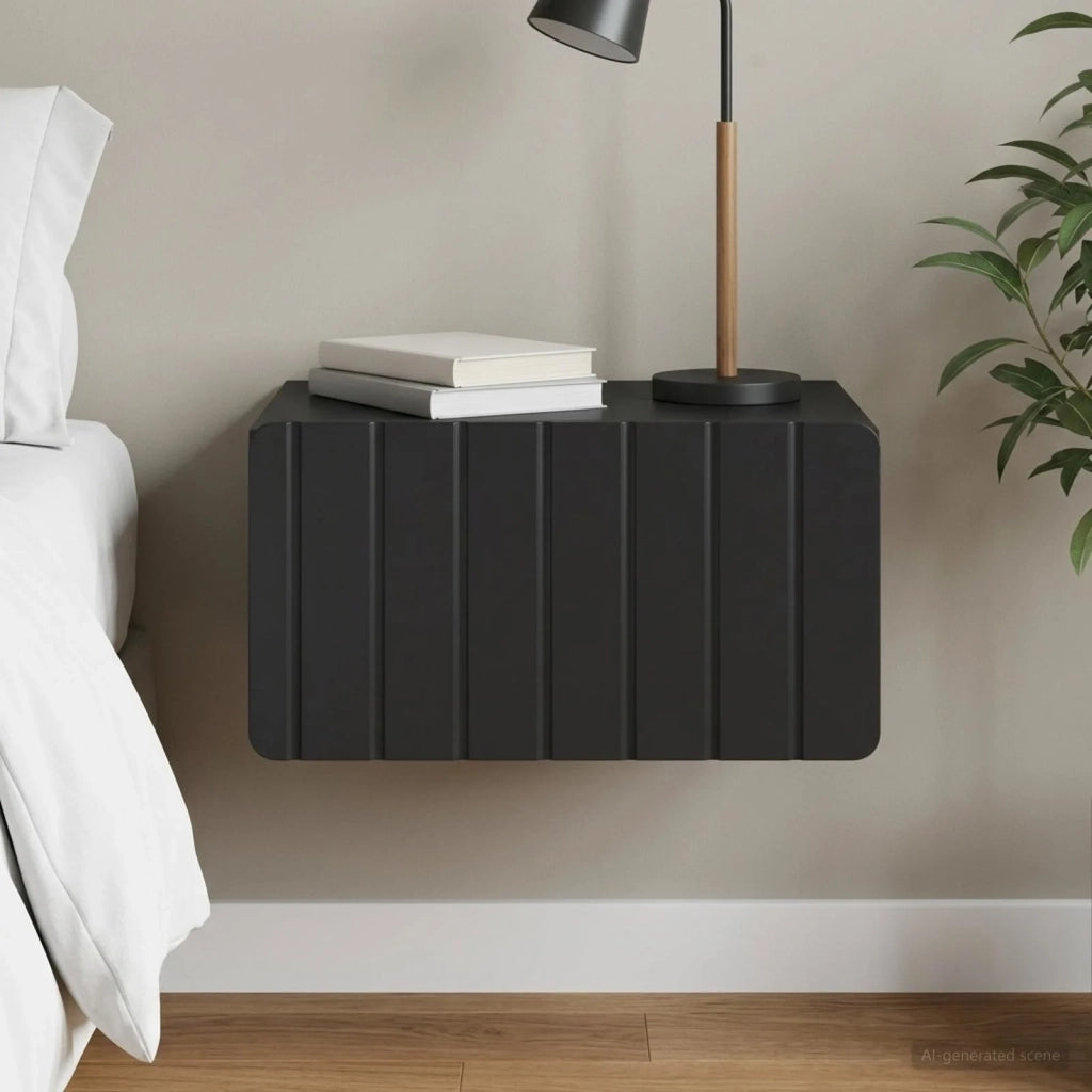 Mobiletto da notte a muro con cassetto Nero 49 x 34,5 x 24 cm 898277