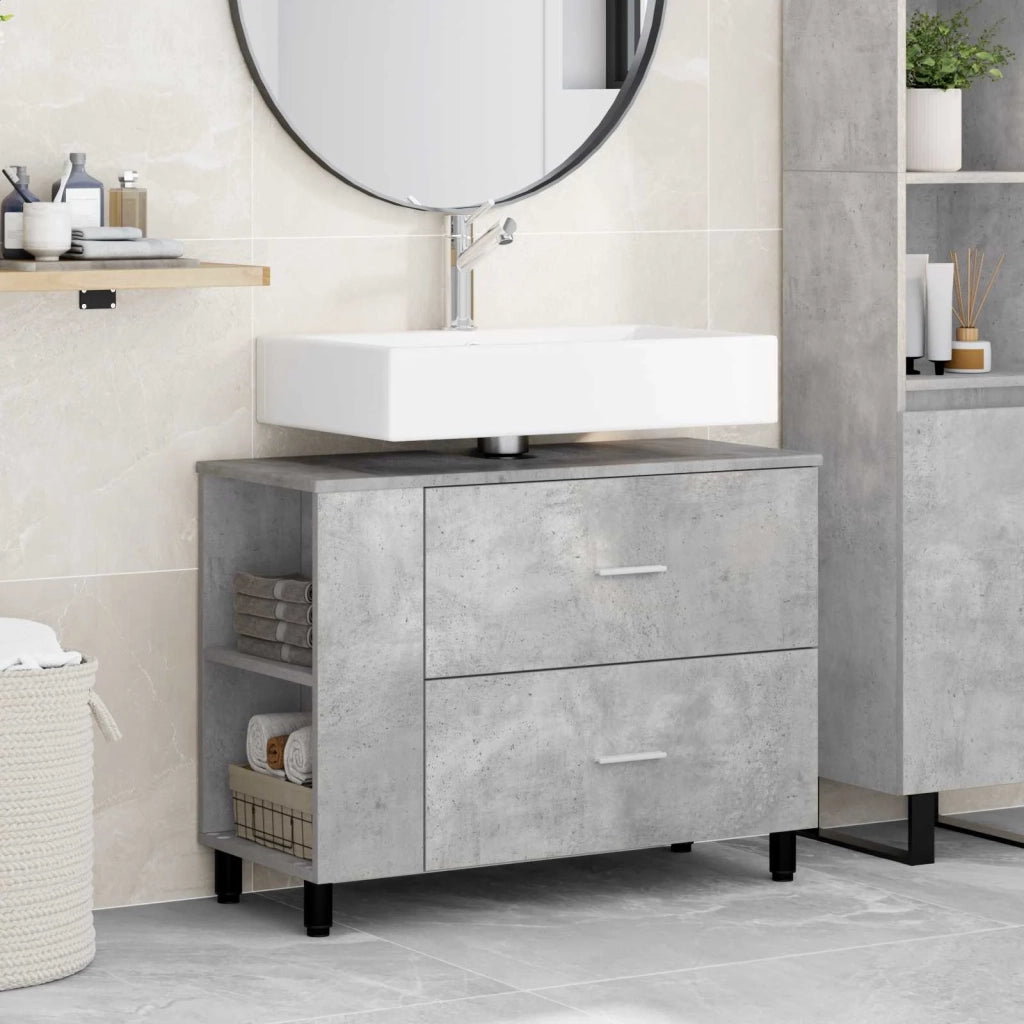 Mobiletto da bagno Grigio Cemento 80 x 35 x 60 cm