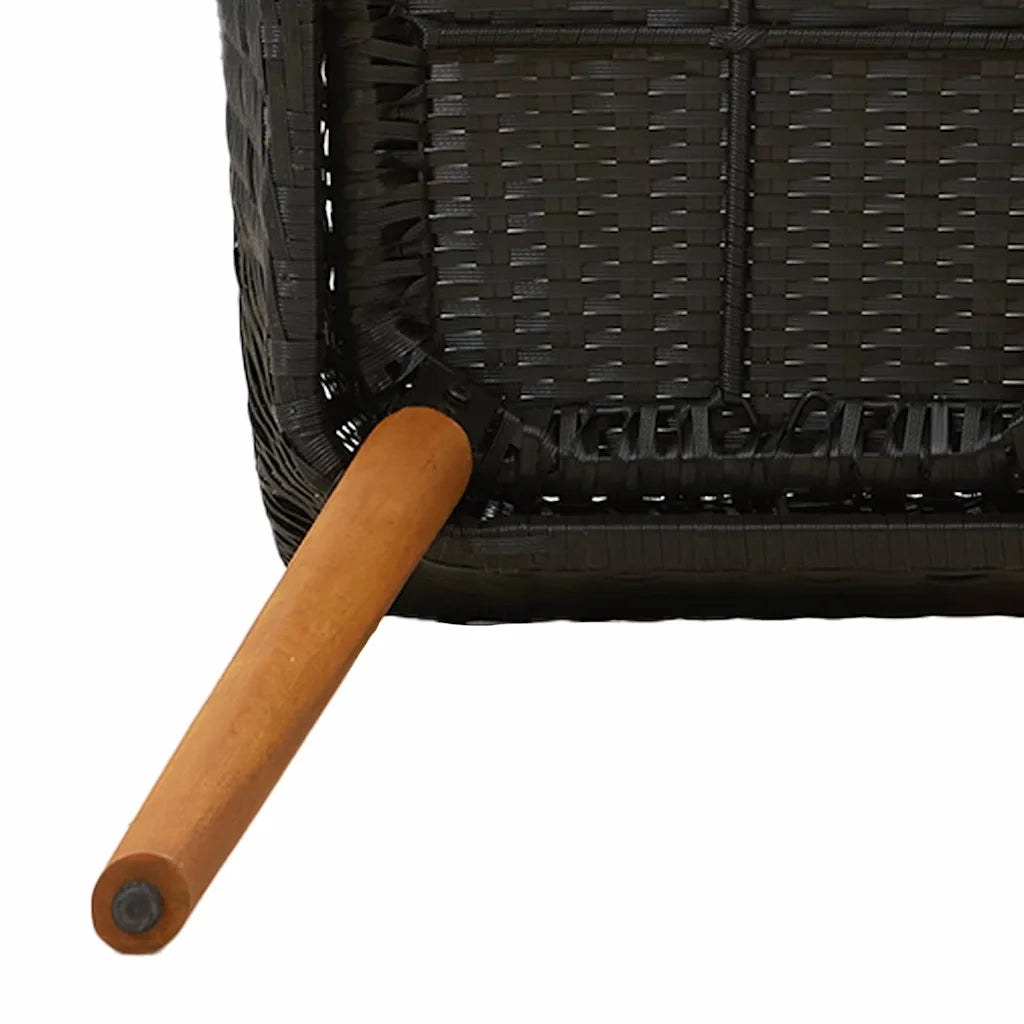 Set da Pranzo per Giardino con cuscino 3 pz | Set Salotto da Giardino Nero polyrattan