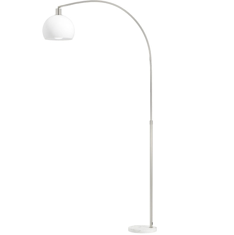 Lampada da terra bianca con base in marmo e interruttore a pedale