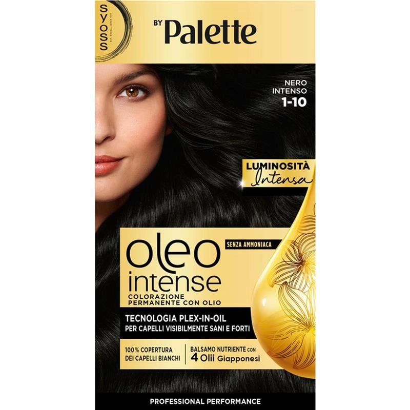 PALETTE SYOSS OLEO INTENSE COLORAZIONE PERMANENTE CON OLIO SENZA AMMONIACA CON 4 OLII GIAPPONESI 1.10 NERO INTENSO