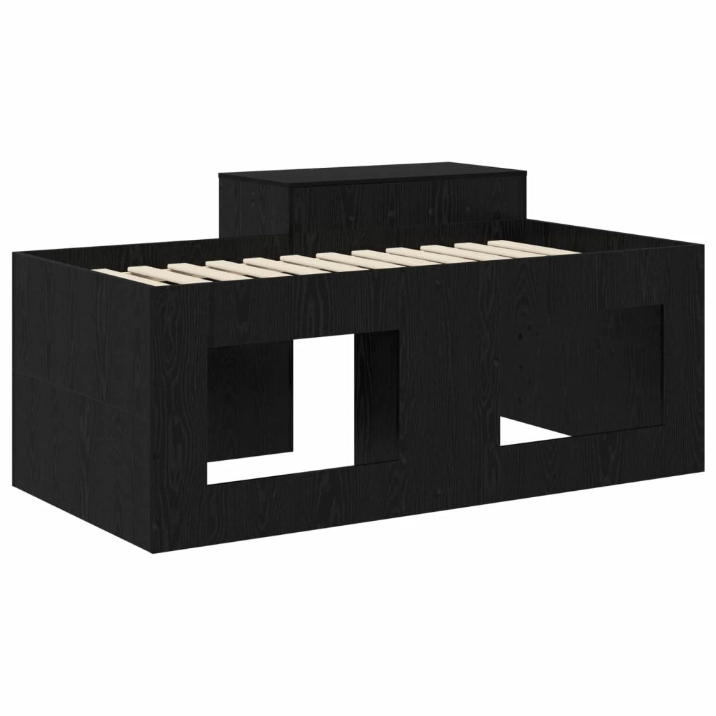 Letto alto per bambini con scrivania Nero Legno ingegnerizzato