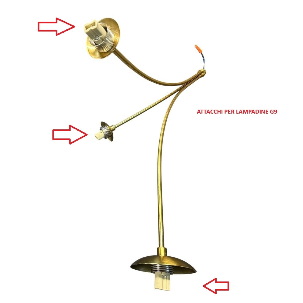 Lampada da Terra Moderna Oro con 3 Sfere in PVC bianco opaco Attacco G9, Piantana Design Elegante per Salotto Camera e Ufficio