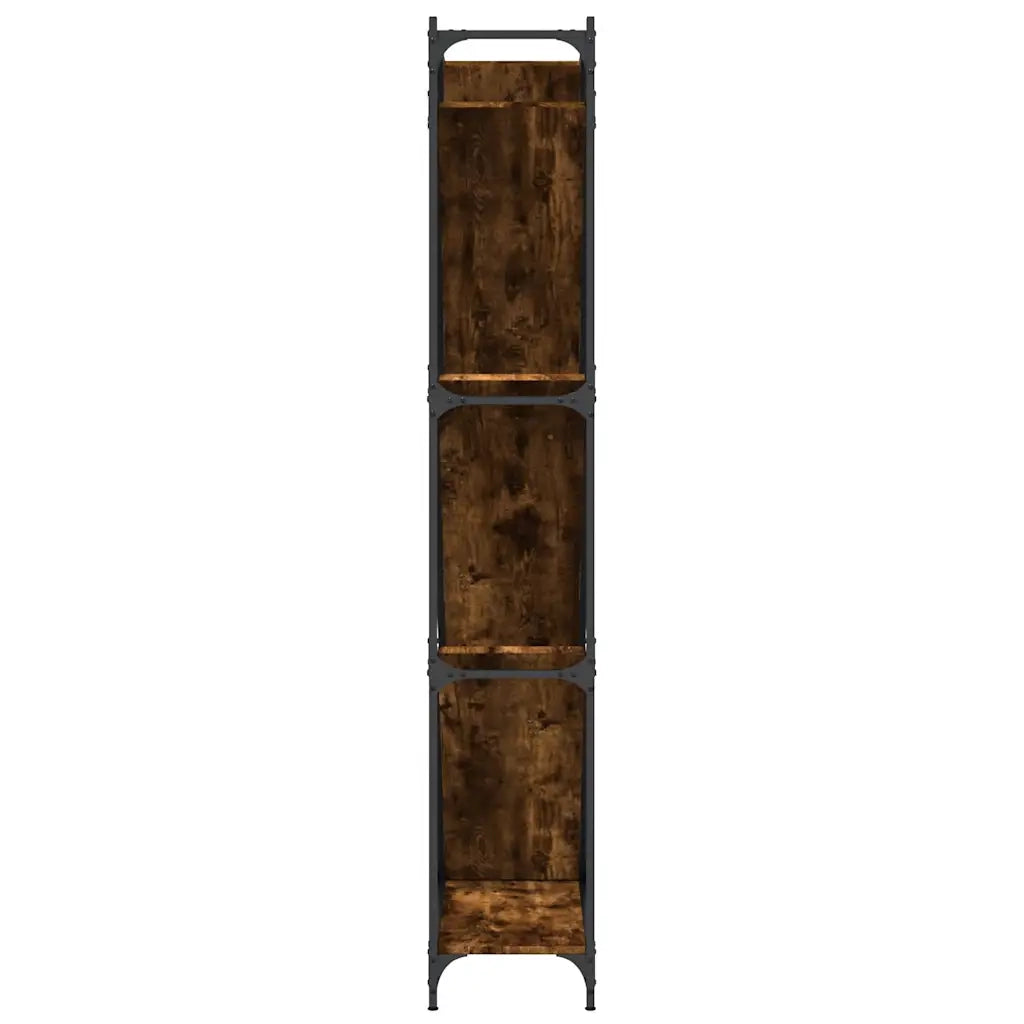 Libreria-Scaffale per Libri-Mobile di Stoccaggio Rovere Fumo 79x30x180 cm Legno Multistrato e Metallo