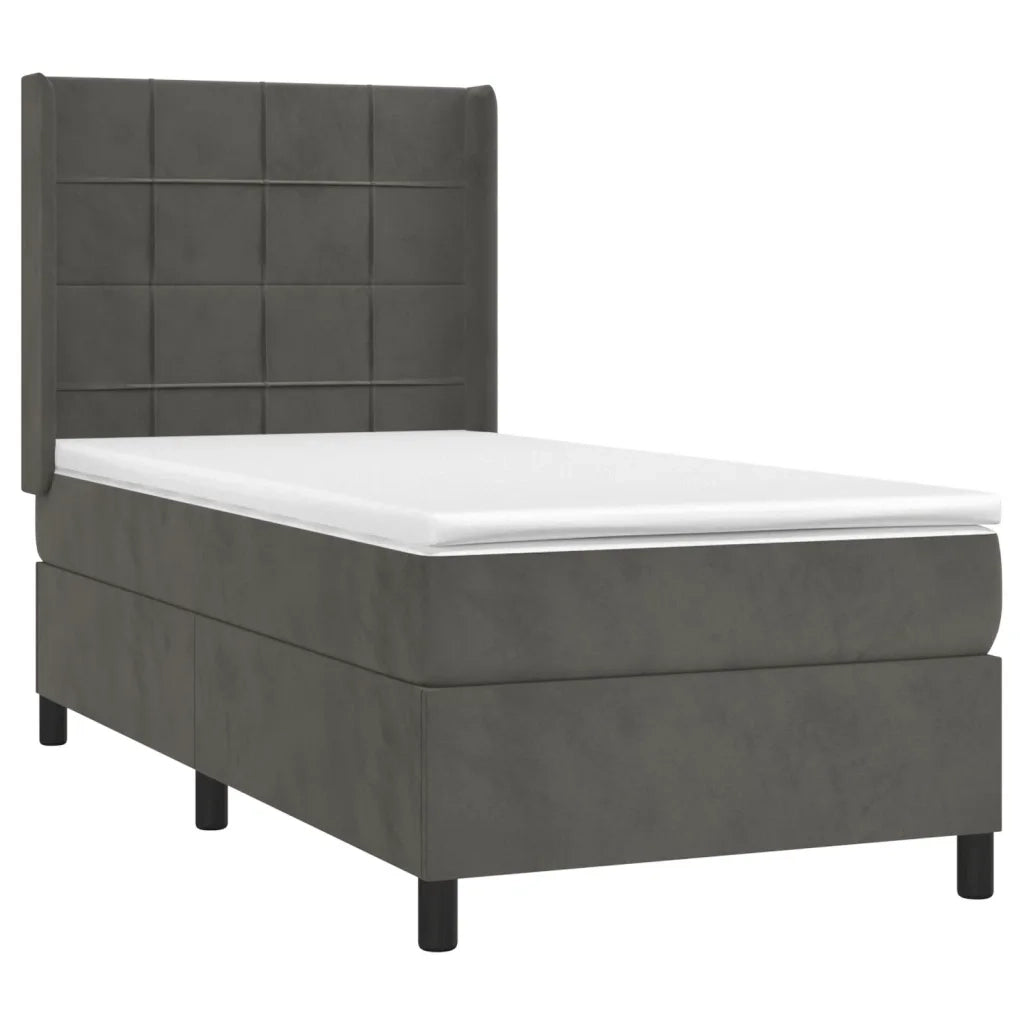 Giroletto a Molle con Materasso Grigio Scuro 90x190 cm Velluto 3132652