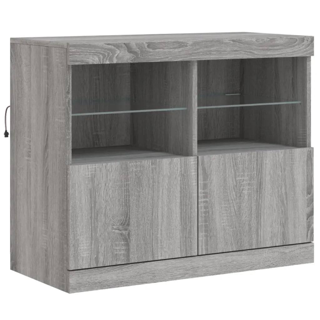 Credenza | Madia | Buffet da pranzo | Armadio da pranzo con Luci LED Grigio Sonoma 163x37x67 cm