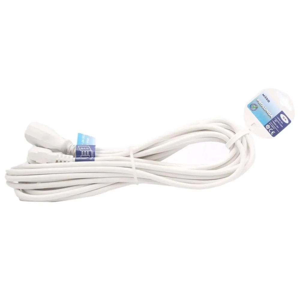 Trade Shop - Prolunga Lineare Bianca 10 Mt Con Spina 10a 2p+t + Presa 10a 2p+t Cavo 90° 83272 -