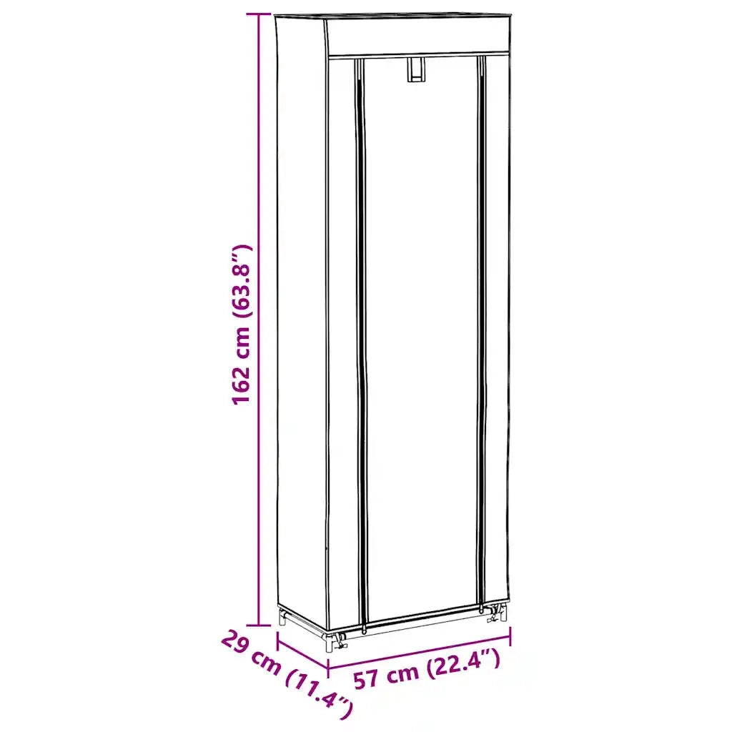 Scarpiera con Rivestimento in Tessuto Grigio 57x29x162 cm 282432