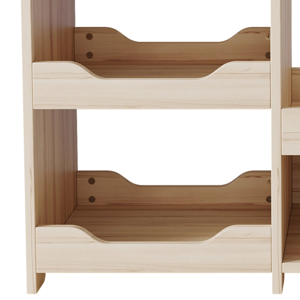 Armadio modulare aperto per bambini con asta appendiabiti e 4 ripiani, in MDF, naturale, 110 × 39 × 110 cm