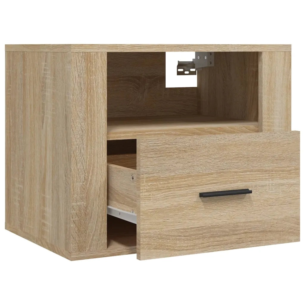 Set di 2 Comodini | Armadio da Notte | Mobiletto da notte a Muro Rovere Sonoma 50x36x40 cm