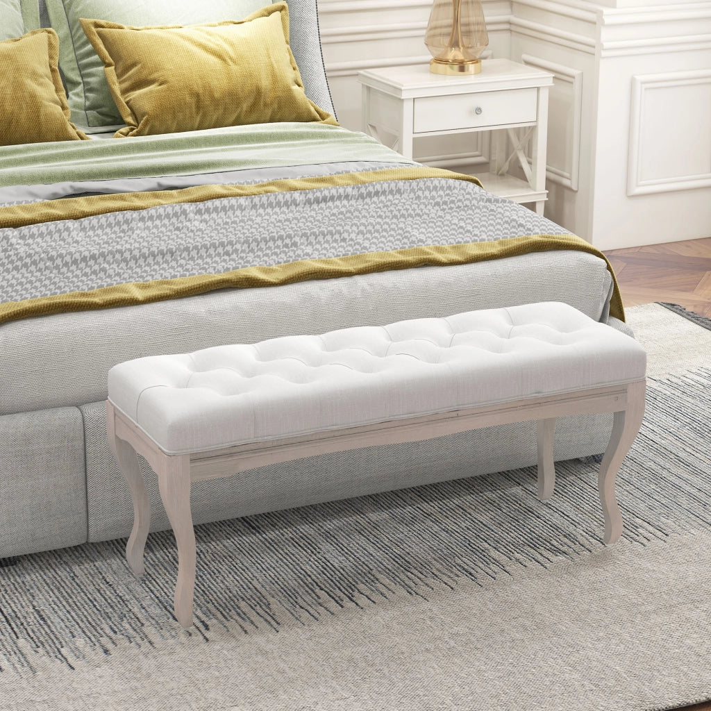 Piediera con Poggiaschiena Imbottito ¨C Zephmum ¨C Crema 110x37x49 cm