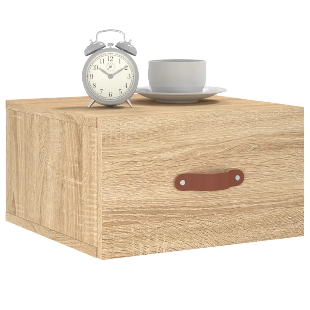Comodino a Muro-Tavolino da notte sospeso Rovere Sonoma 35x35x20 cm 990245