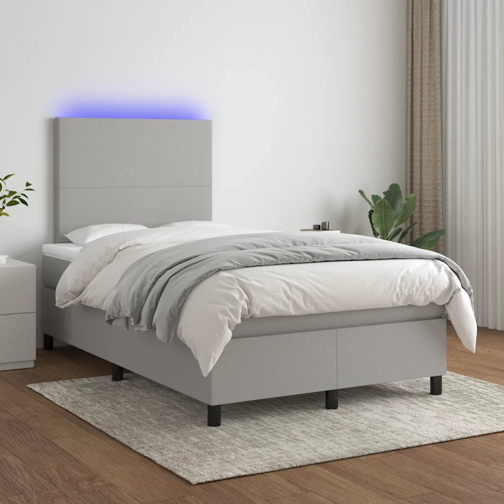 Letto a Molle Materasso e LED Grigio Chiaro 120x190 cm Tessuto 3270183