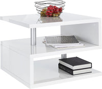 Tavolino a S con Ripiani a Giorno 55x41,5x55 cm Zeta Bianco Lucido