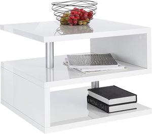 Tavolino a S con Ripiani a Giorno 55x41,5x55 cm Zeta Bianco Lucido