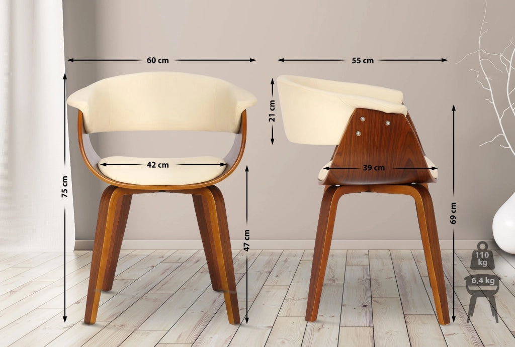 Set di 2 sedie Bruce crema