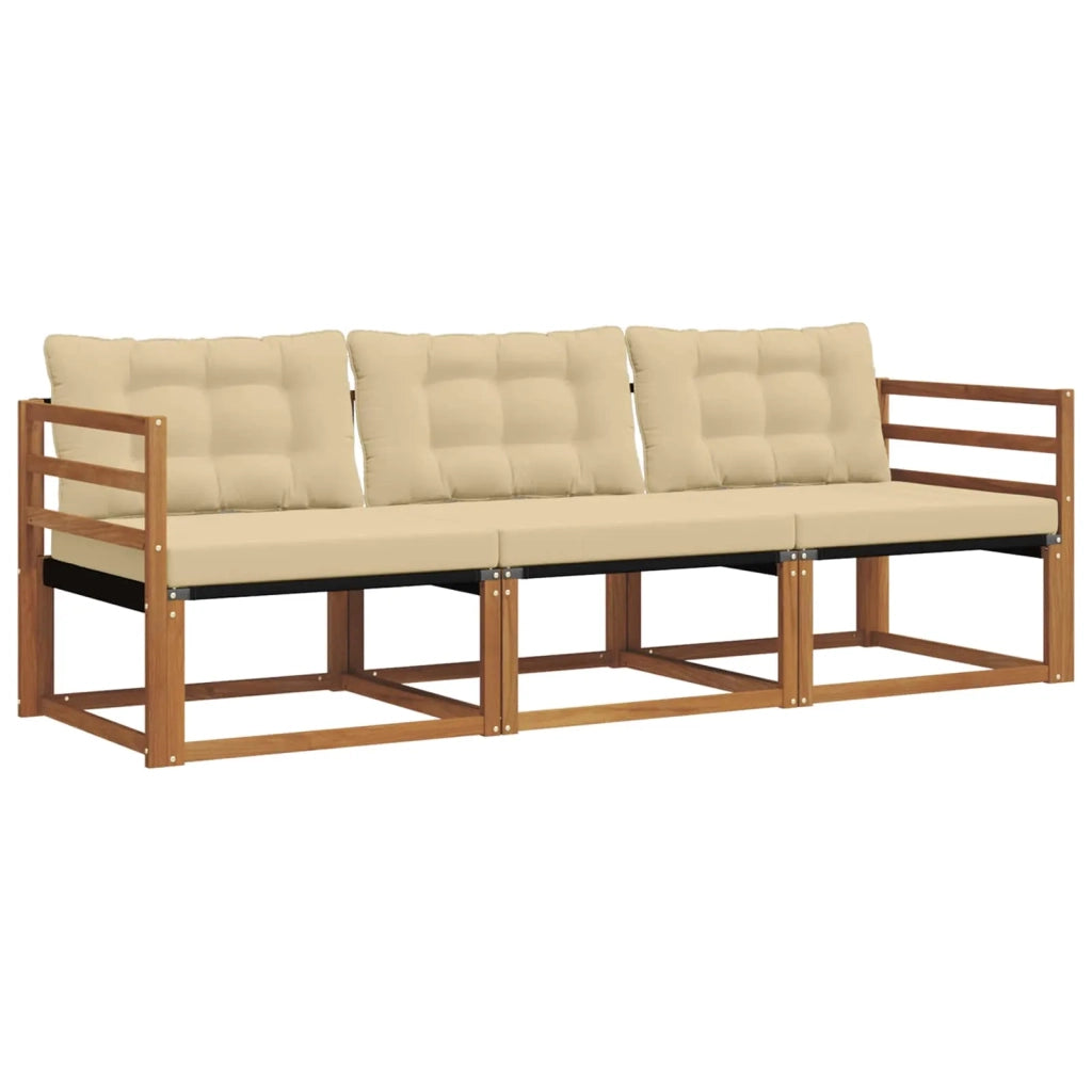 Set di divani da esterno con cuscino 3 pcs Naturale e Beige 3369136