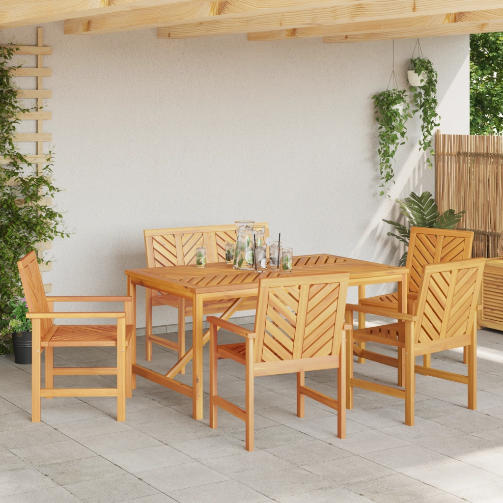 Set da pranzo da giardino 5 pezzi in legno massello di acacia