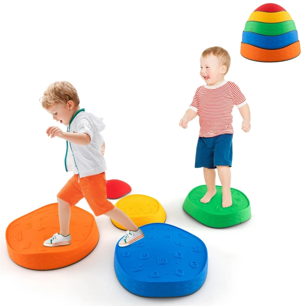 Set di 5 pietre di equilibrio impilabili 34 x 25 cm per sviluppare coordinazione e creatività in multicolore PP 20_0012238