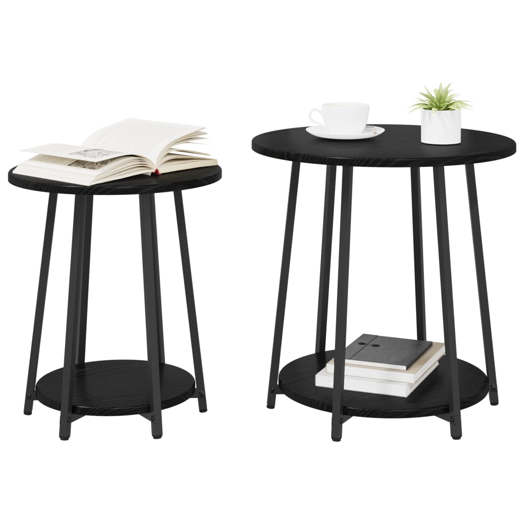 Set di Tavolini 2 pz in legno ingegnerizzato e metallo nero