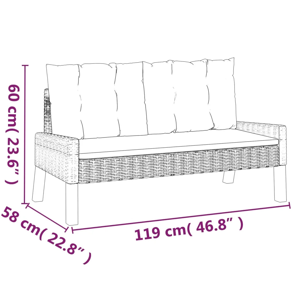 Set da Giardino 4 pz | Set Salotto da Giardino con Cuscini in Polyrattan e Legno Massello