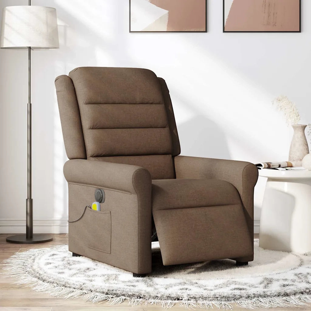 Poltrona Massaggiante | Sedia Relax Reclinabile Elettrica Marrone in Tessuto