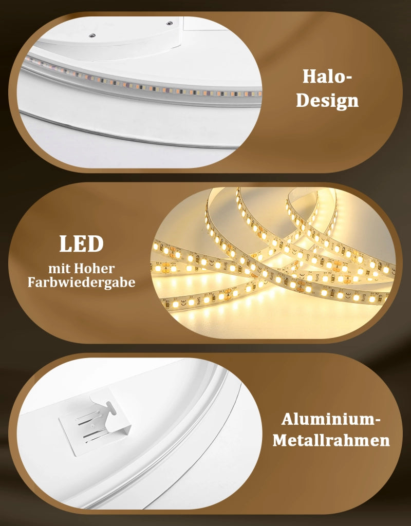 ZMH Specchio da bagno ovale LED 60x80 cm parete IP44 interruttore touch antiappannante dimmerabile 3000K-6500K
