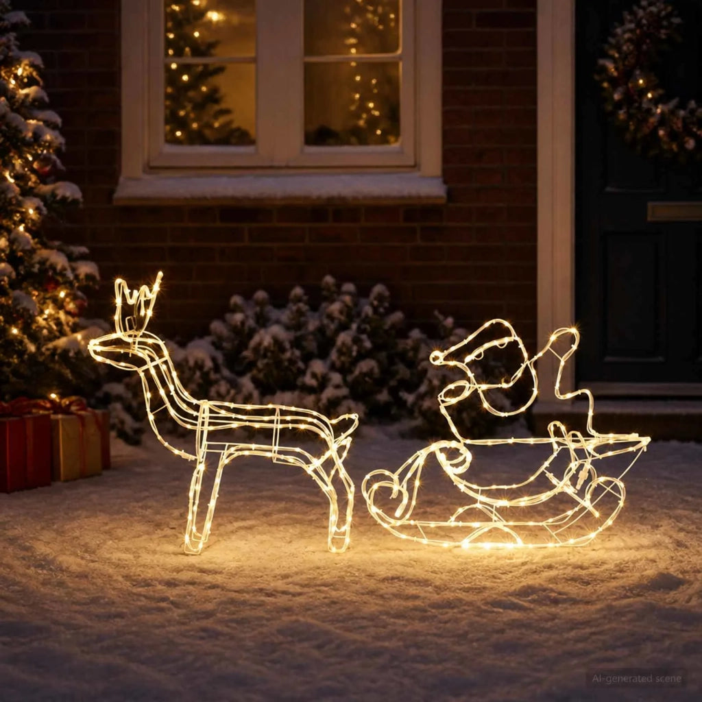 Decorazione natalizia con renna e slitta LOVIISA 320 LED 42053460