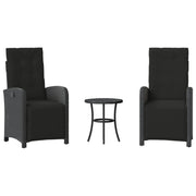 Set da Bistr¨° 3 pz | Set Salotto da Giardino con Cuscini Nero in Polyrattan