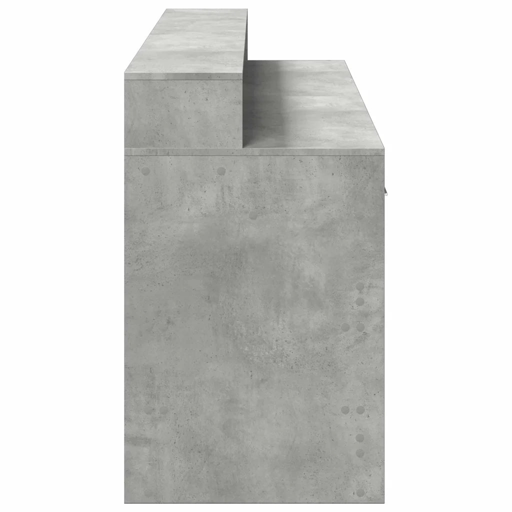 Scrivania con Luci LED Grigio Cemento 160x55x91 cm Multistrato