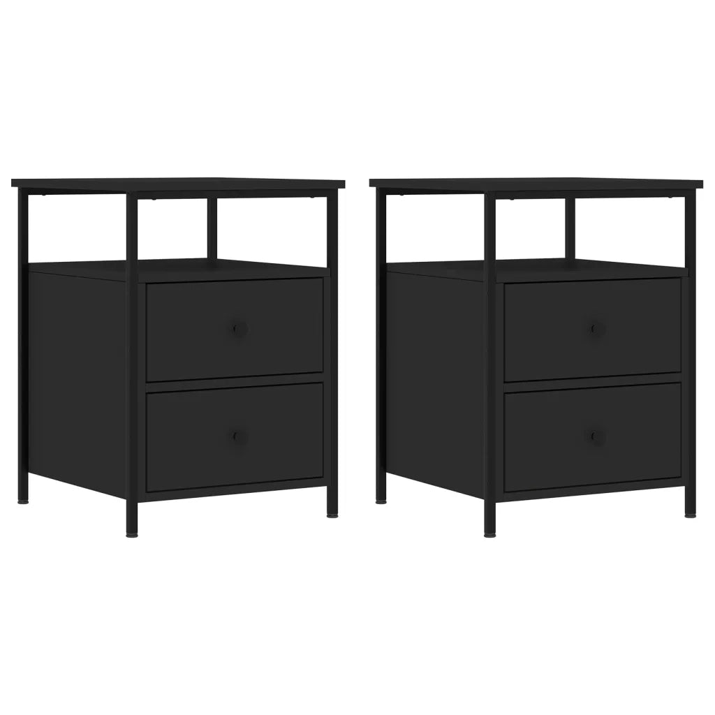 Comodini 2 pz-Set di 2 Tavolino da notte Neri 44x45x60 cm in Legno Multistrato