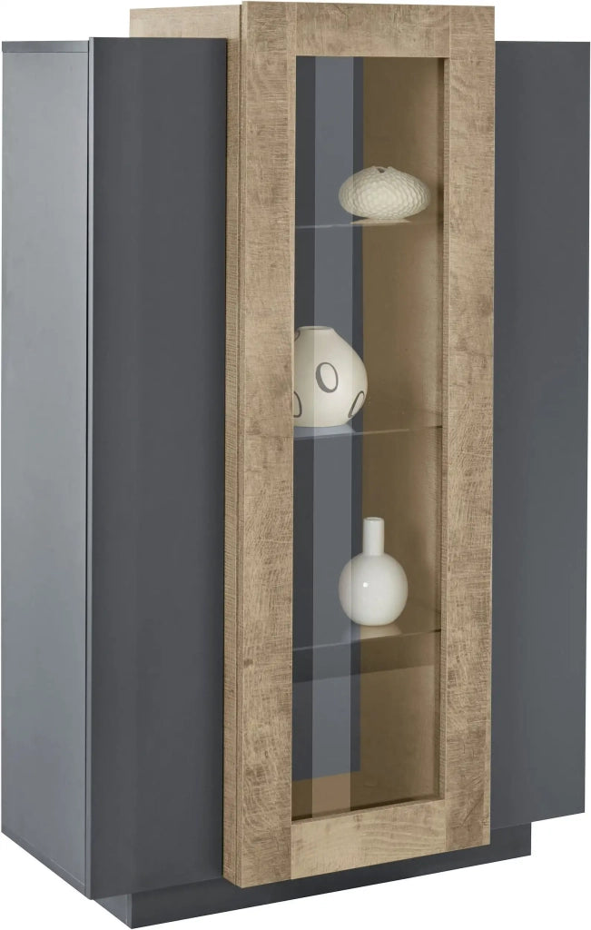 Mobile Vetrina CORO L 80 x H 120.5 x P 38 cm grigio
